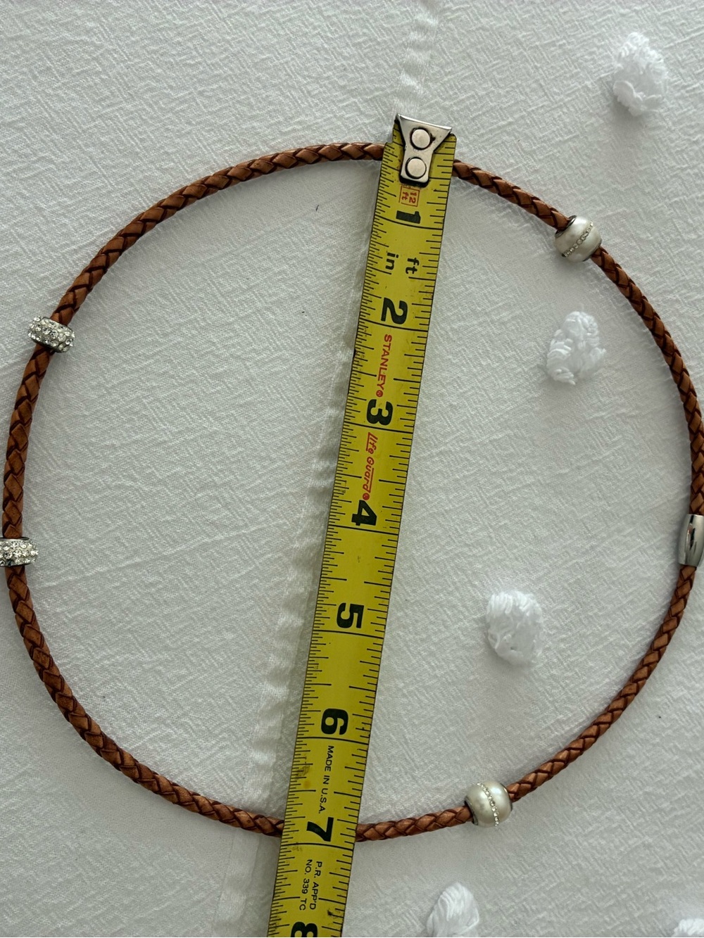 Braided Brown Leather Choker Necklace with Silver Accent Beads